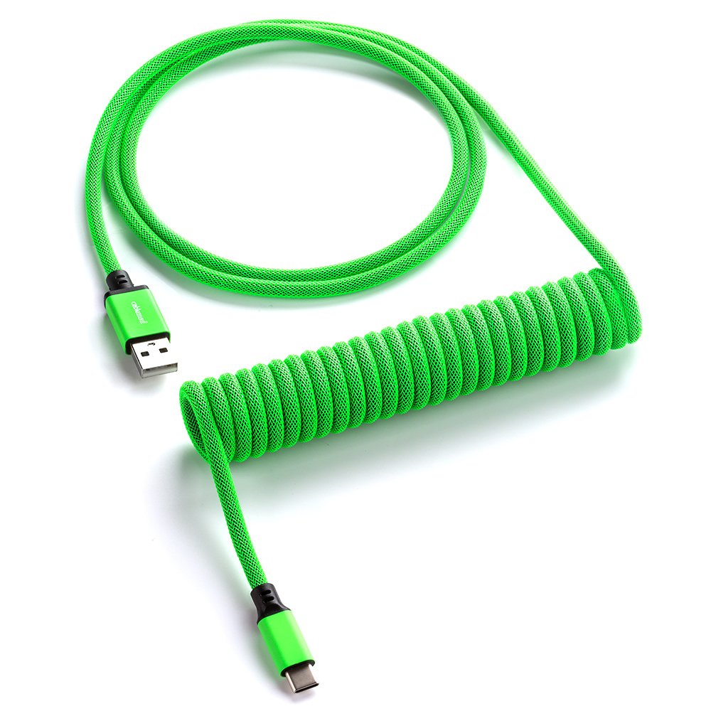 CableMod Classic Coiled Keyboard Cable (Viper Green, USB A to USB Type C, 150cm)