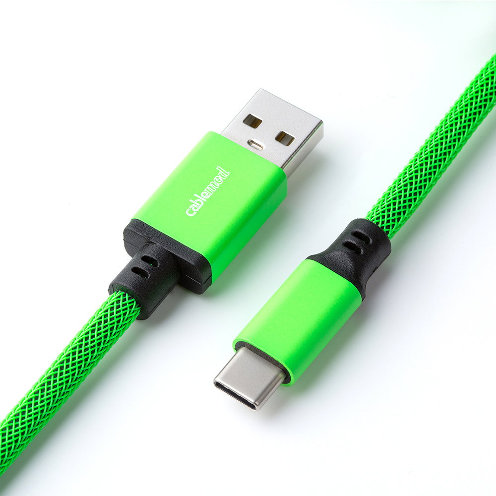 CableMod Classic Coiled Keyboard Cable (Viper Green, USB A to USB