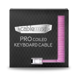 CableMod Pro Coiled Keyboard Cable (Strawberry Cream, USB A to USB Type C, 150cm)