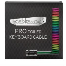 CableMod Pro Coiled Keyboard Cable (Dark Rainbow, USB A to USB Type C, 150cm)