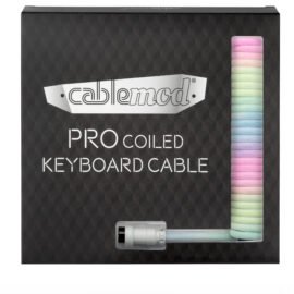 CableMod Pro Coiled Keyboard Cable (Pastel Rainbow, USB A to USB Type C, 150cm)