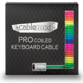 CableMod Pro Coiled Keyboard Cable (Bright Rainbow, USB A to USB Type C, 150cm)