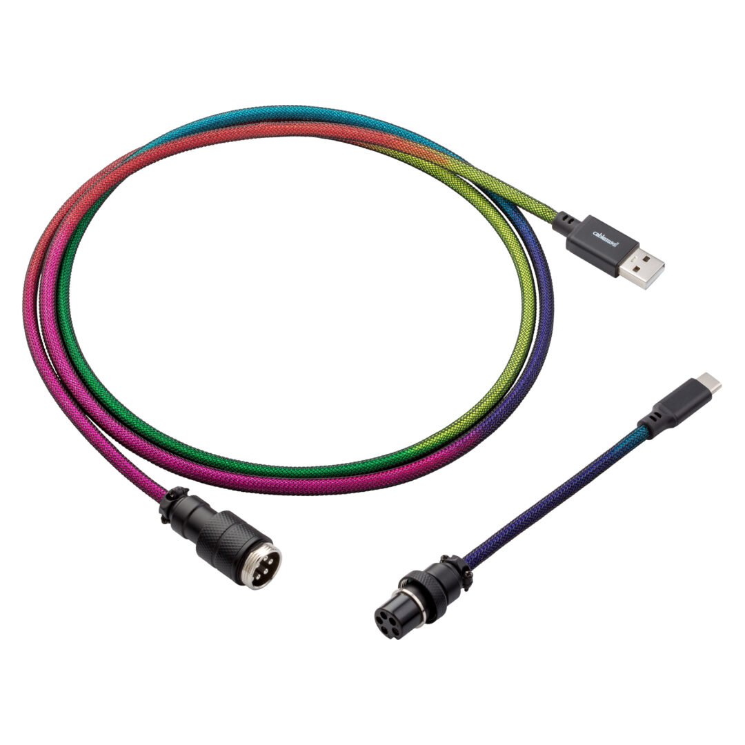 CableMod Pro Straight Keyboard Cable (Dark Rainbow, USB A to USB Type C, 150cm)